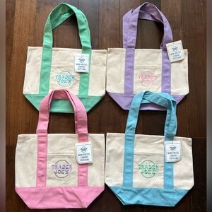 4 Trader Joe’s Mini Tote Bags - All Four Pastel Colors